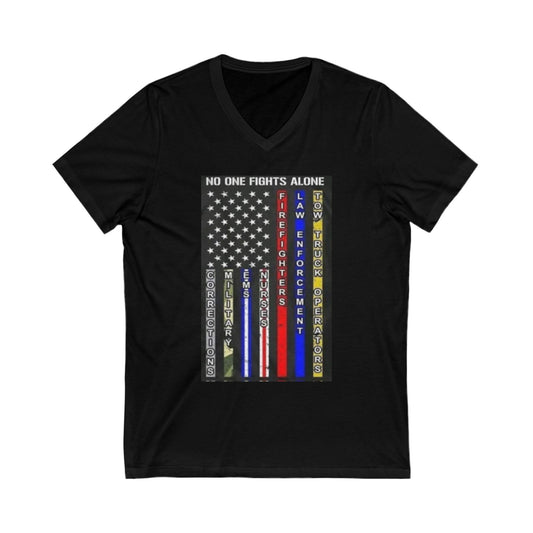No One Fights Alone Unisex Short Sleeve V-Neck Tee