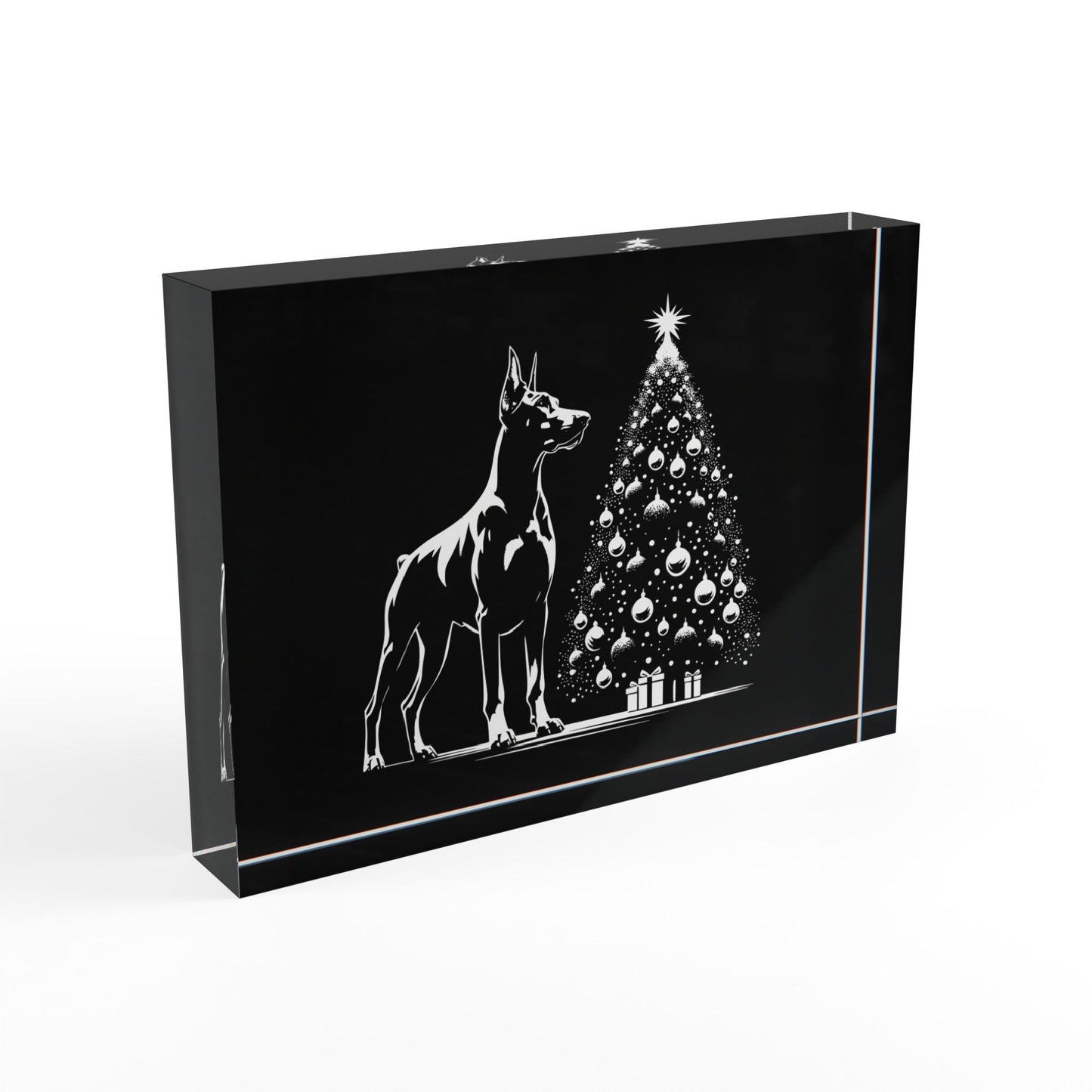 Doberman Christmas Tree Acrylic Photo Block