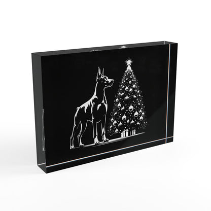 Doberman Christmas Tree Acrylic Photo Block