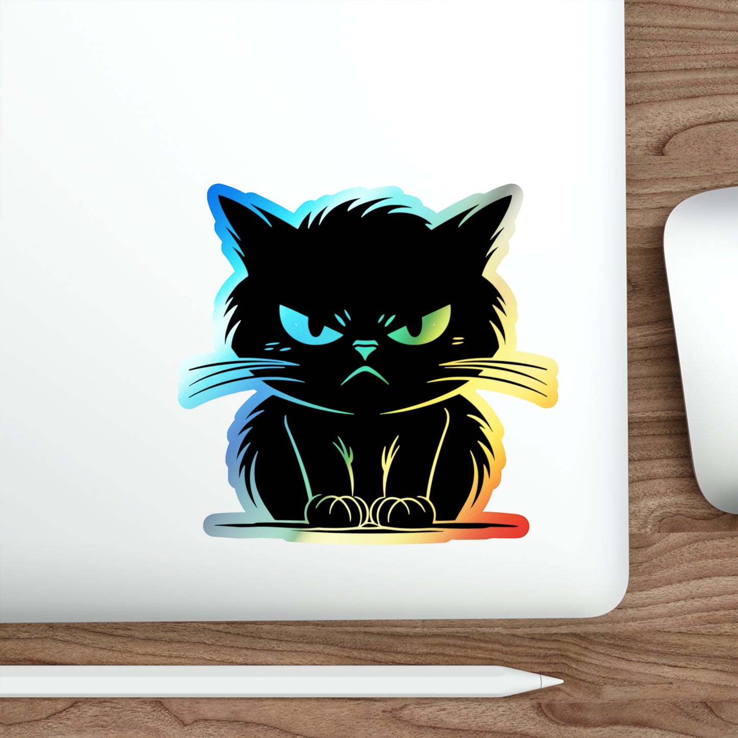 Angry Cat Holographic Sticker