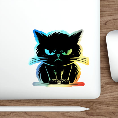 Angry Cat Holographic Sticker