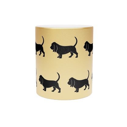 Basset Hound Silhouette Metallic Coffee Mug