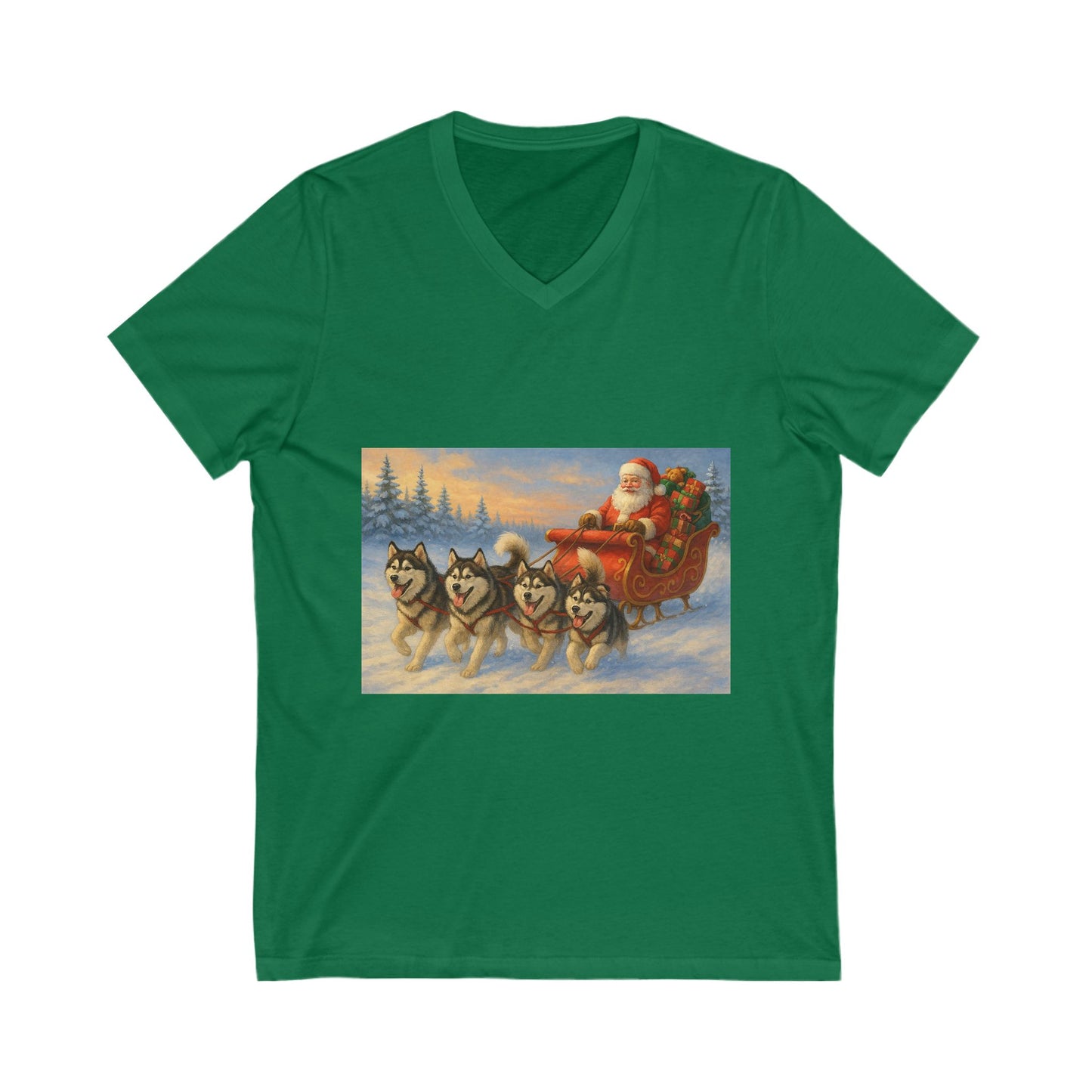 Dashing Through The Snow Unisex Short Sleeve V-Neck Tee
