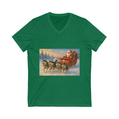 Dashing Through The Snow Unisex Short Sleeve V-Neck Tee