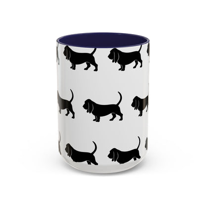 Basset Hound Silhouette 2-Tone Coffee Mug