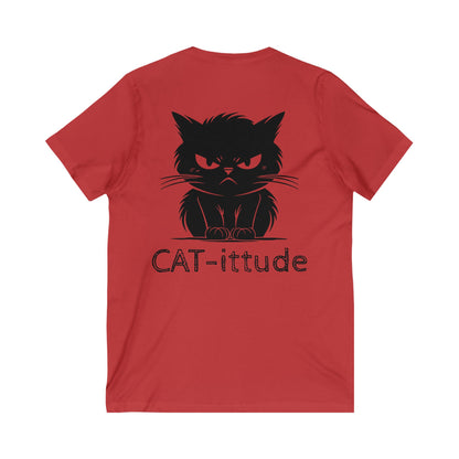 CAT-ittude Unisex Short Sleeve V-Neck Tee