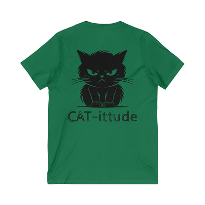 CAT-ittude Unisex Short Sleeve V-Neck Tee
