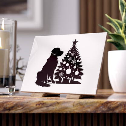 Golden Christmas Tree Ceramic Photo Tile