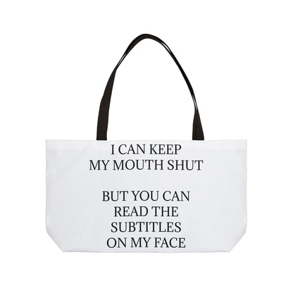 Subtitles Weekender Tote Bag