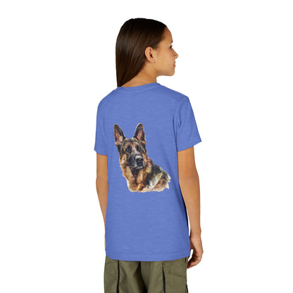 German Shepherd Head Youth Unisex Short Sleeve Crewneck Tee