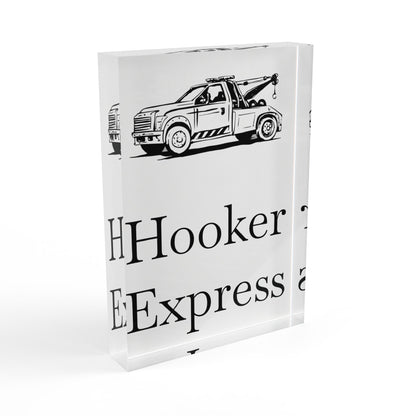 H**ker Express Wheel Lift Tow Truck Acrylic Photo Block