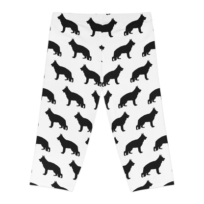 German Shepherd Silhouette Women's Capri Leggings