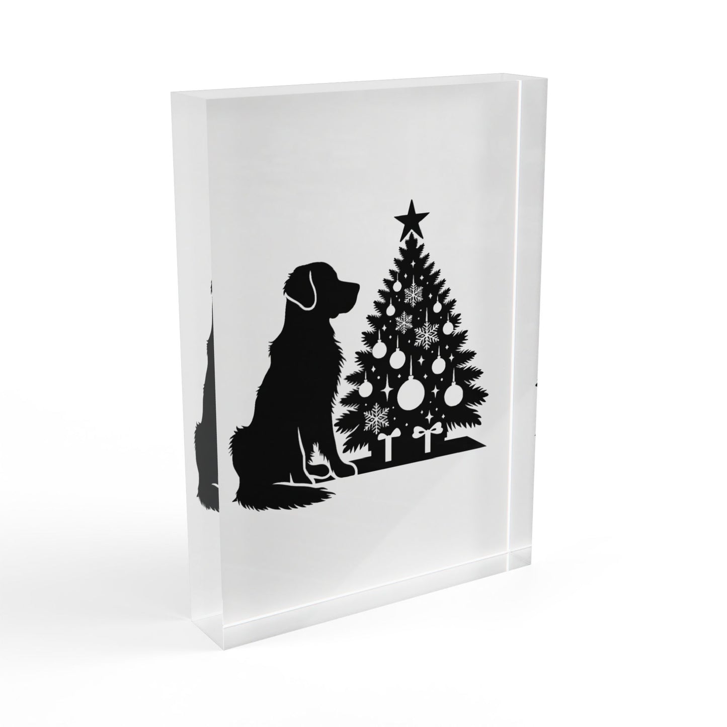 Golden Christmas Tree Acrylic Photo Block
