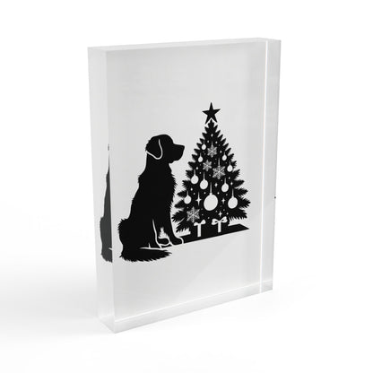 Golden Christmas Tree Acrylic Photo Block