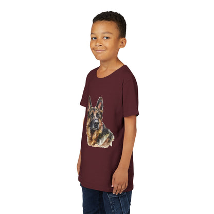 German Shepherd Head Youth Unisex Short Sleeve Crewneck Tee