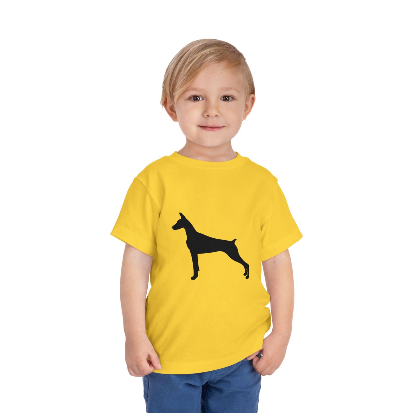 Doberman Silhouette Toddler Unisex Short Sleeve Crewneck Tee