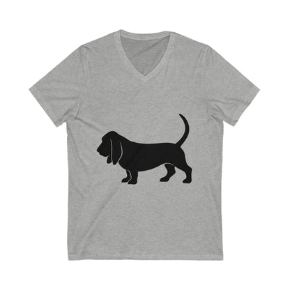 Basset Hound Silhouette Unisex Short Sleeve V-Neck Tee