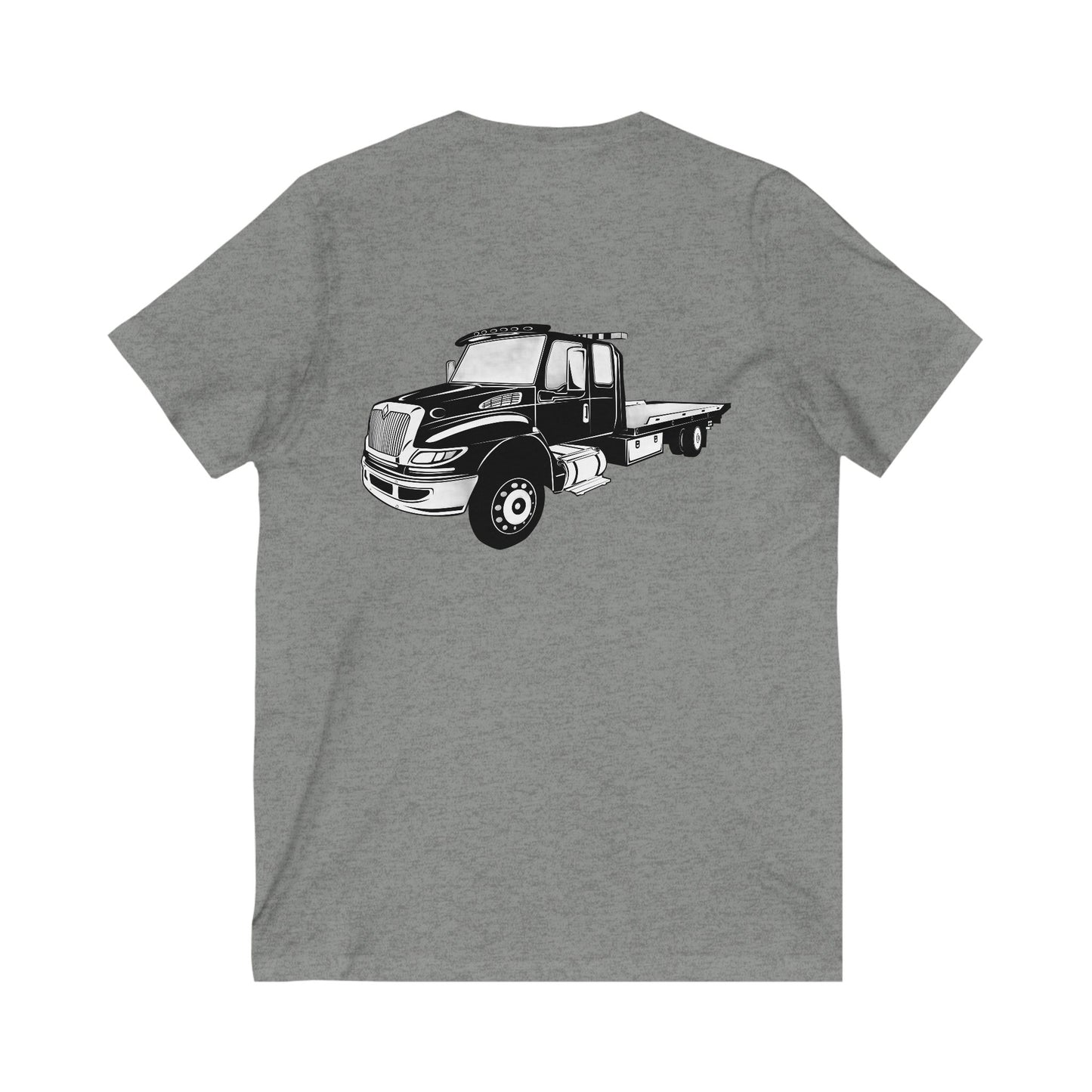 Flatbed Tow Truck Unisex Short Sleeve V-Neck Tee