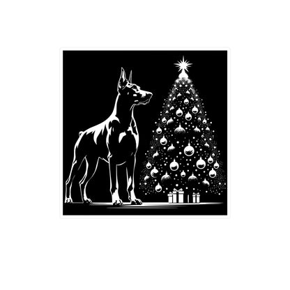 Doberman Christmas Tree Vinyl Decal