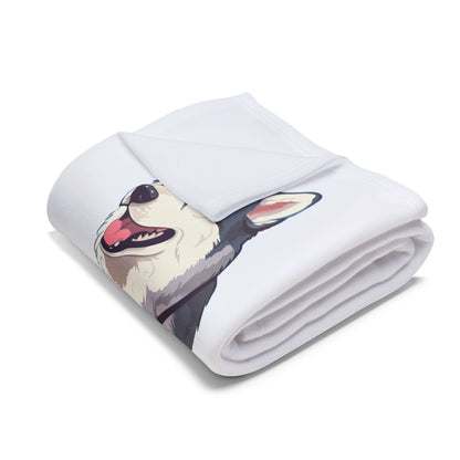 Malamute Head Arctic Fleece Blanket