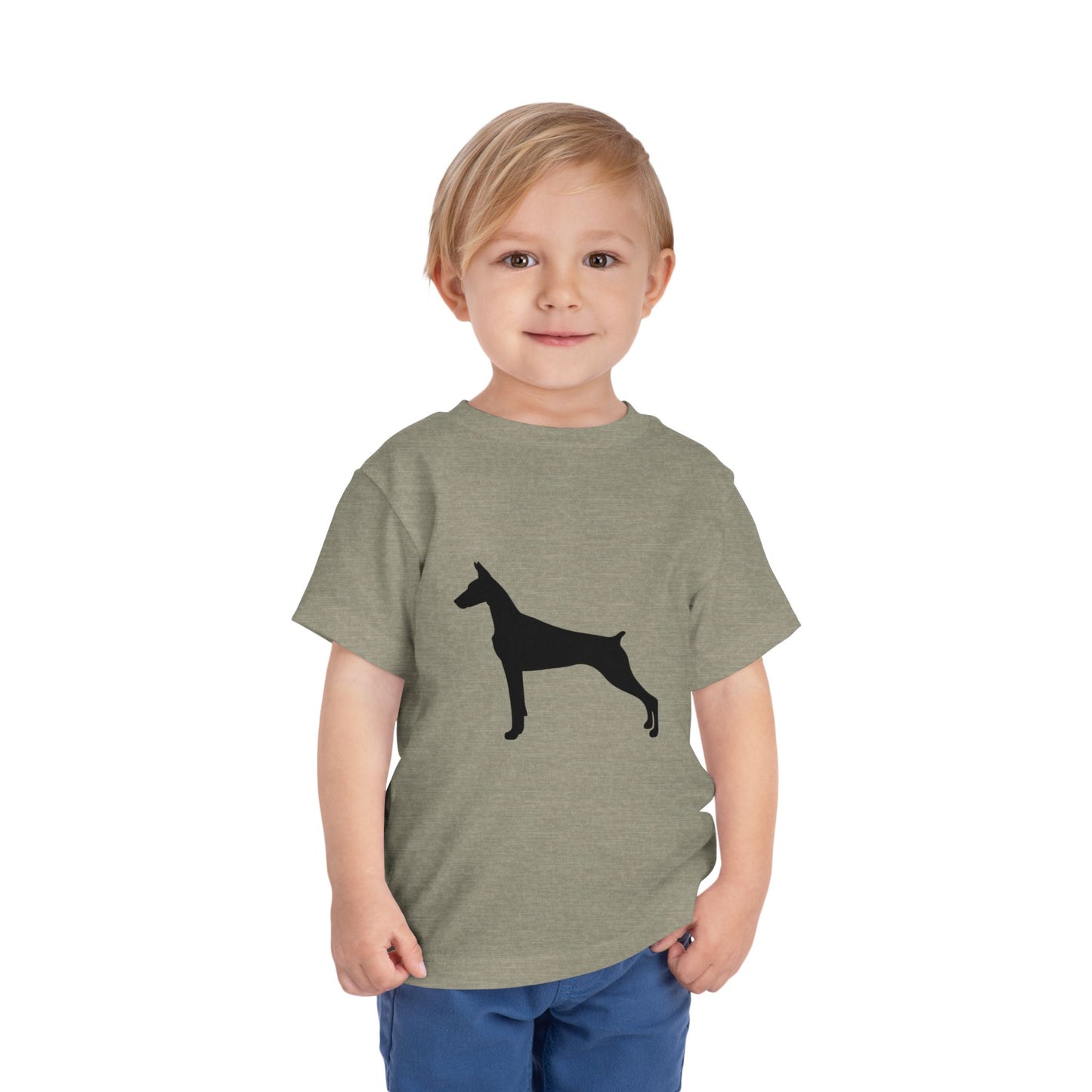 Doberman Silhouette Toddler Unisex Short Sleeve Crewneck Tee