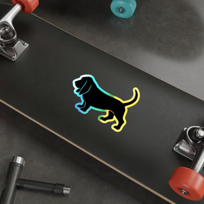 Basset Hound  Silhouette Holographic Sticker