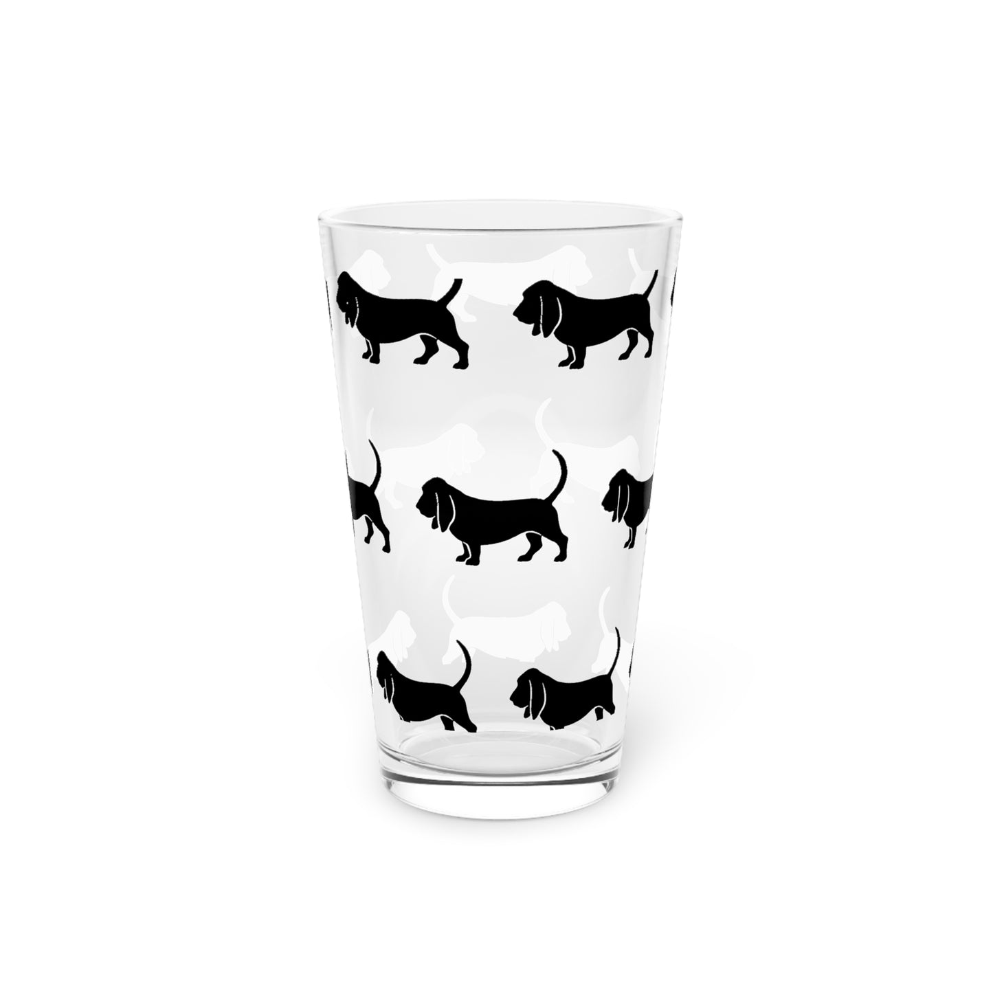 Basset Hound Silhouette Drinking Glass