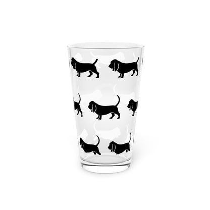 Basset Hound Silhouette Drinking Glass