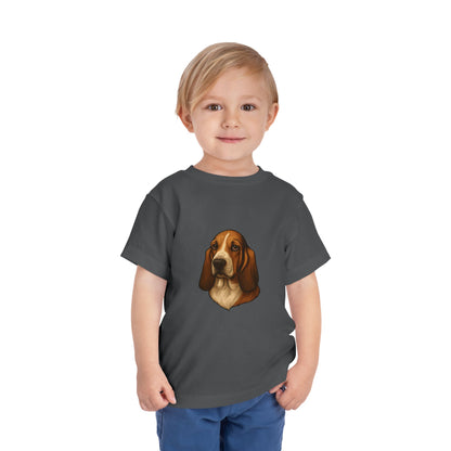 Basset Hound Head Toddler Unisex Short Sleeve Crewneck Tee
