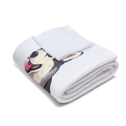 Malamute Head Arctic Fleece Blanket