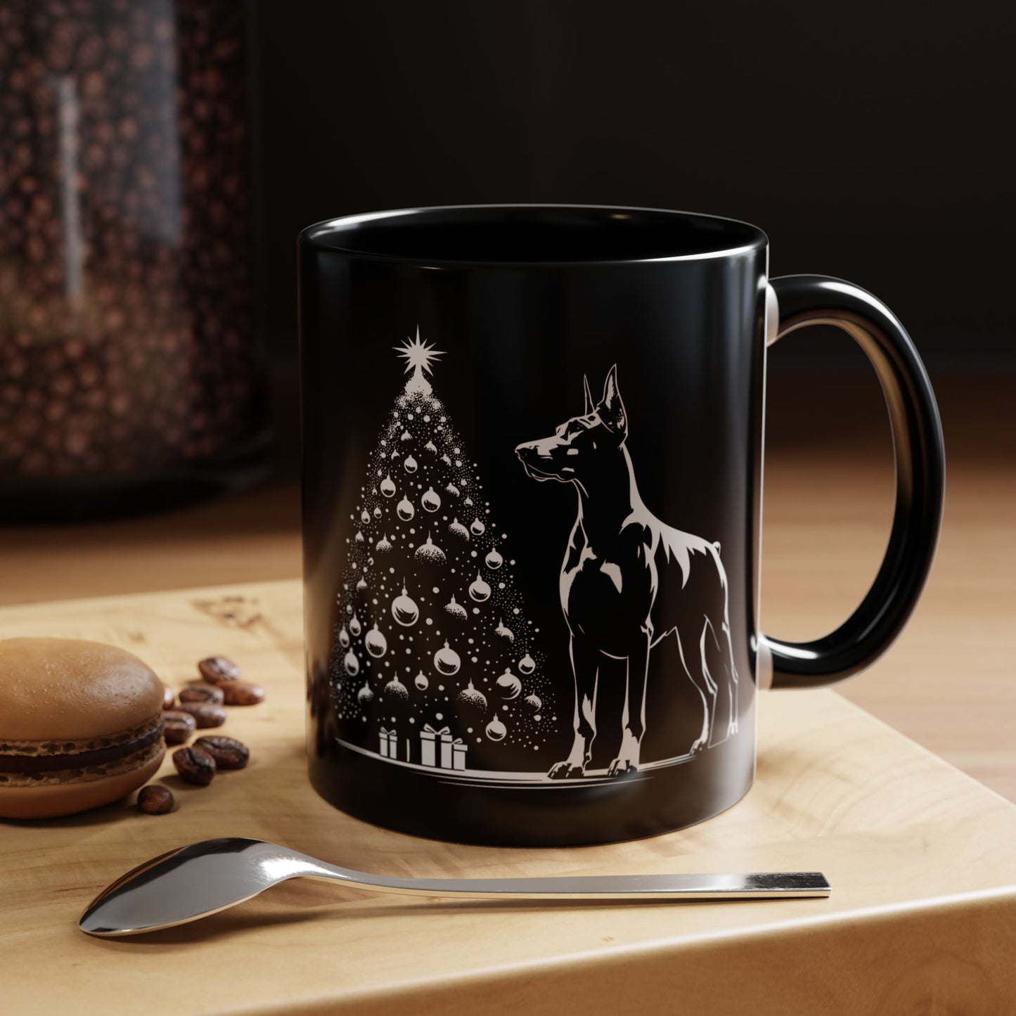 Doberman Christmas Tree 2-Tone Coffee Mug
