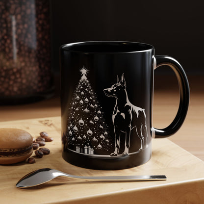 Doberman Christmas Tree 2-Tone Coffee Mug