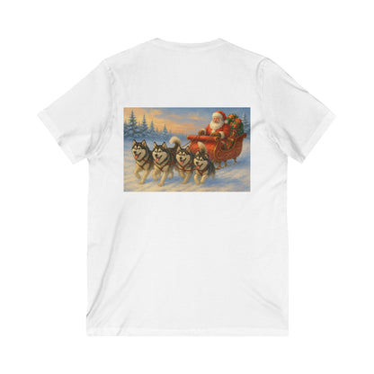 Dashing Through The Snow Unisex Short Sleeve V-Neck Tee
