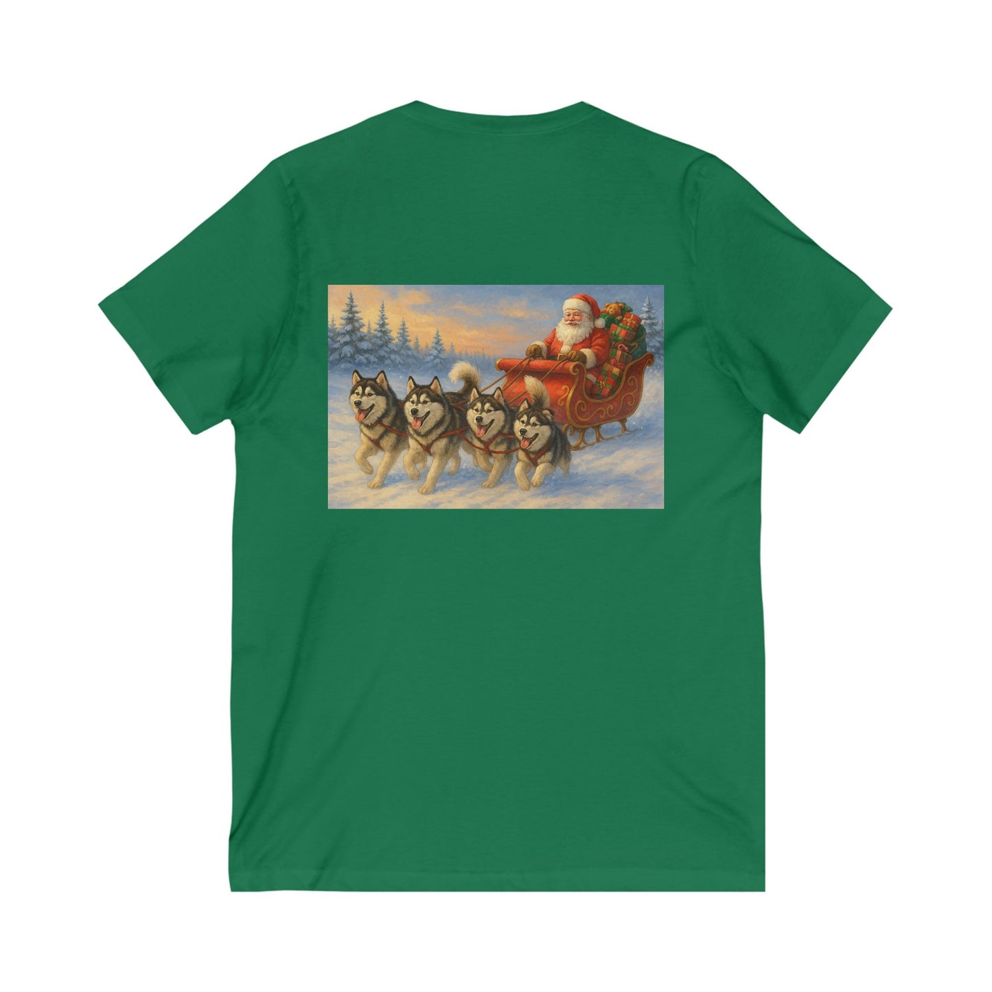 Dashing Through The Snow Unisex Short Sleeve V-Neck Tee