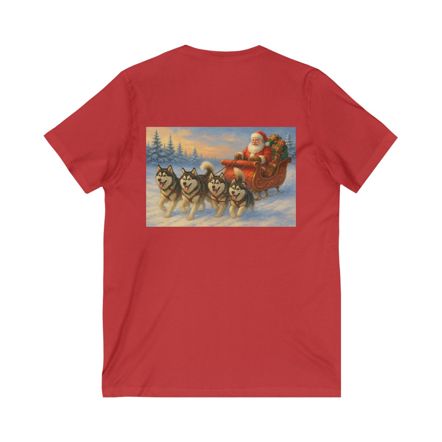 Dashing Through The Snow Unisex Short Sleeve V-Neck Tee