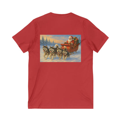 Dashing Through The Snow Unisex Short Sleeve V-Neck Tee