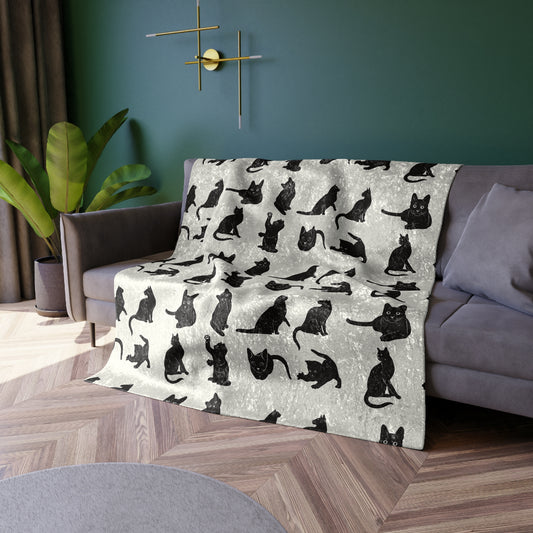 Cats Crushed Velvet Blanket