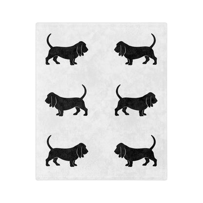 Basset Hound Silhouette Velveteen Microfiber Blanket