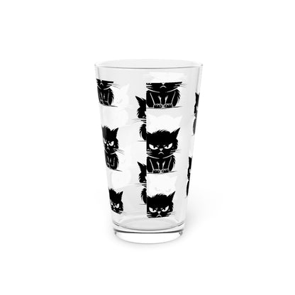 Angry Cat Drinking Glass