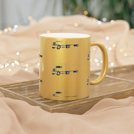 Semi Truck Metallic Coffee Mug