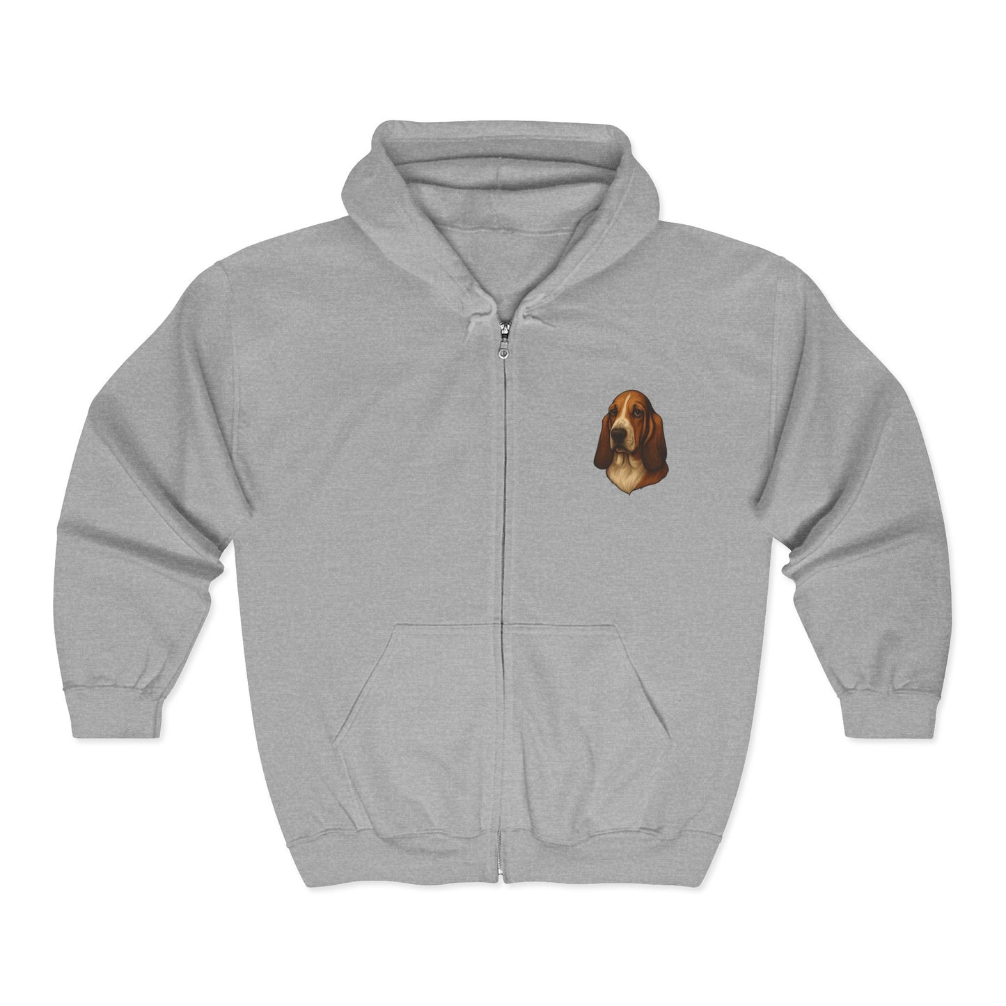 Basset Hound Head Unisex Full Zip Hoodie