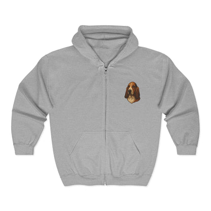 Basset Hound Head Unisex Full Zip Hoodie