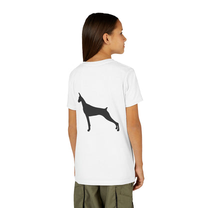 Doberman Silhouette Youth Unisex Short Sleeve Crewneck Tee