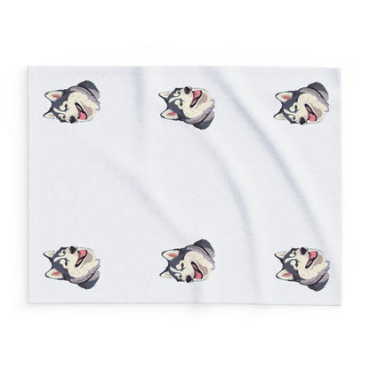 Malamute Head Arctic Fleece Blanket