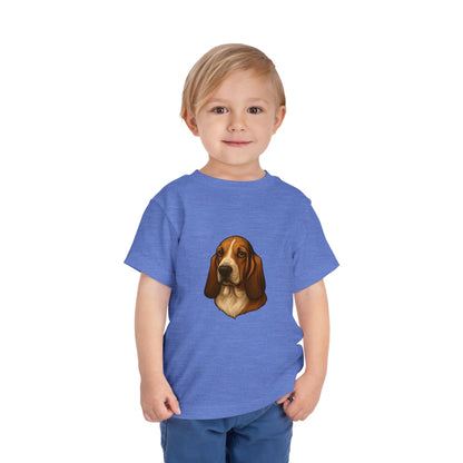 Basset Hound Head Toddler Unisex Short Sleeve Crewneck Tee