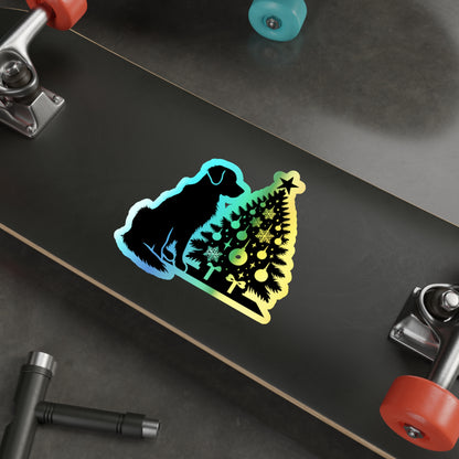 Golden Christmas Tree Holographic Sticker