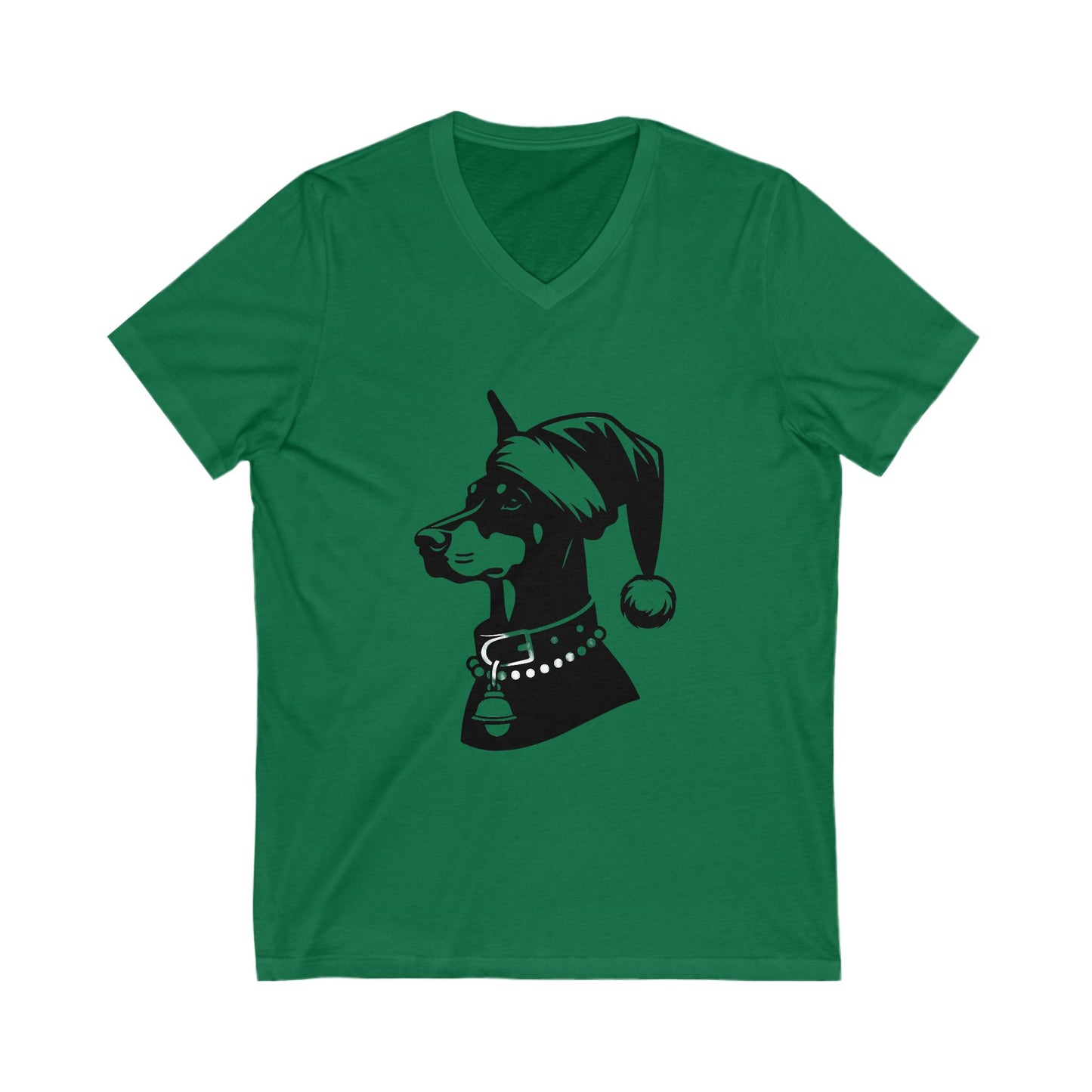 Santa Paws Doberman Unisex Short Sleeve V-Neck Tee