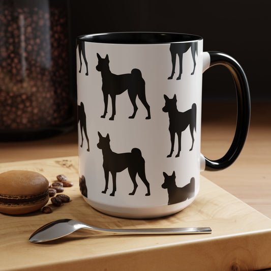 Basenji Silhouette 2-Tone Coffee Mug