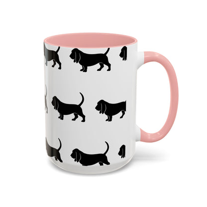 Basset Hound Silhouette 2-Tone Coffee Mug