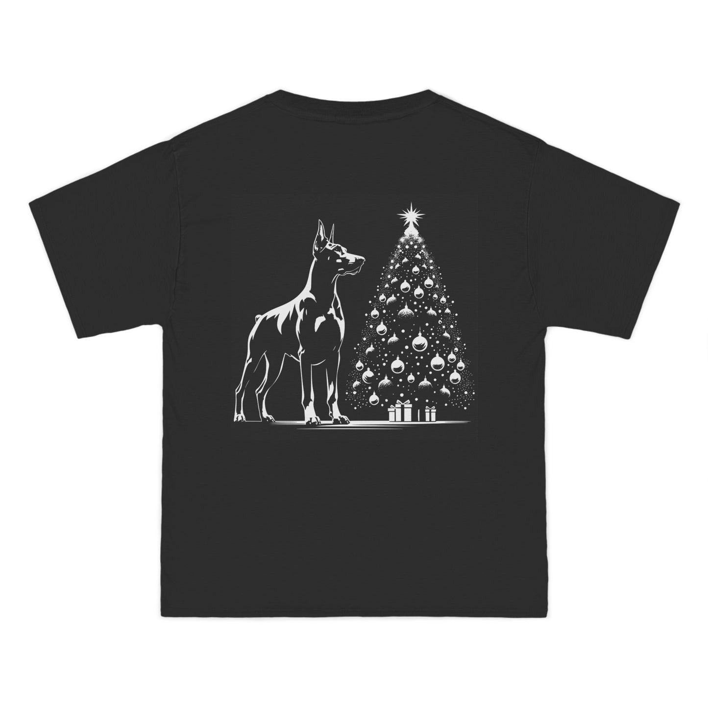 Doberman Christmas Tree Men's Short-Sleeve Crewneck Tee